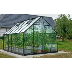 Online Outrium DRIVHUS INKL. SOKKEL 3 MM DELT GLAS SORT 9,9 M2