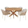 Online Outrium ESTORIL/PALMA BORD + 4 STOLE HAVEMØBELSÆT TEAK/SANDGRÅ
