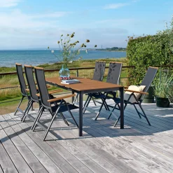 Outlet Outrium FARO MED 6 STOLE HAVEMØBELSÆT NATUR/SORT