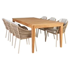 Sale Outrium GILI/PALMA BORD + 6 STOLE HAVEMØBELSÆT TEAK/SANDGRÅ