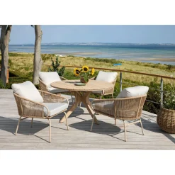 Outlet Outrium JEPARA BORD + 4 STOLE HAVEMØBELSÆT NATUR/SANDGRÅ