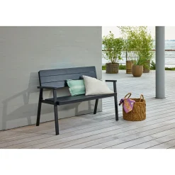 Outlet Outrium KORFU MED RYGLÆN HAVEBÆNK SORT 117 CM