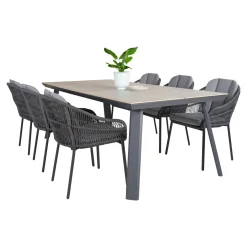 Outlet Outrium LEROS/PALMA BORD + 6 STOLE HAVEMØBELSÆT GRÅ