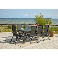 Clearance Outrium PISA/FARO MED 6 STOLE HAVEMØBELSÆT SORT