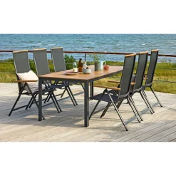 Outlet Outrium PISA/FARO MED 6 STOLE HAVEMØBELSÆT NATUR/SORT