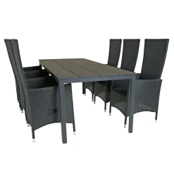 Discount Outrium PISA/LYON MED 6 STOLE HAVEMØBELSÆT SORT