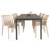 Outlet Outrium PISA/MURCIA BORD + 6 STOLE HAVESÆT SORT/SANDGRÅ
