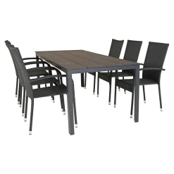 Clearance Outrium PISA/NAPOLI MED 6 STOLE HAVEMØBELSÆT SORT