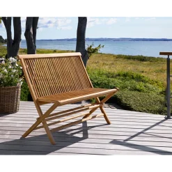 Outlet Outrium SYROS MED RYGLÆN HAVEBÆNK TEAK 110 CM