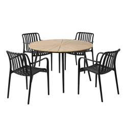 Hot Outrium TAVIRA/MURCIA BORD + 4 STOLE HAVEMØBELSÆT NATUR/SORT