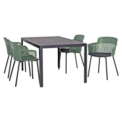 Clearance Outrium TOSCANA/LAGOS MED 4 STOLE HAVEMØBELSÆT SORT/GRØN