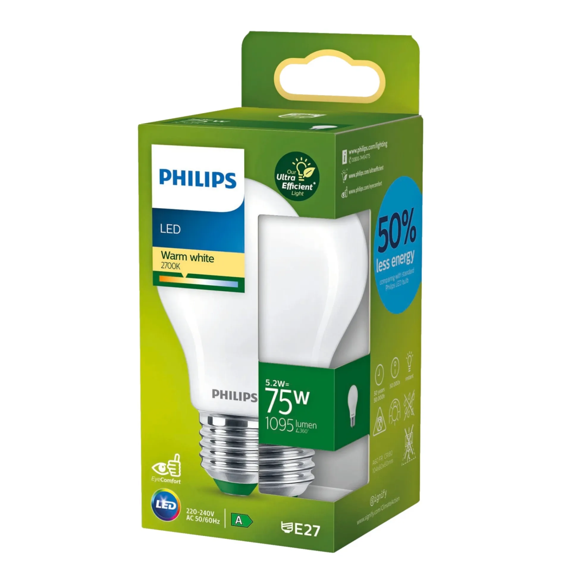 Best Philips A60 UE LED PÆRE STANDARD E27 5W