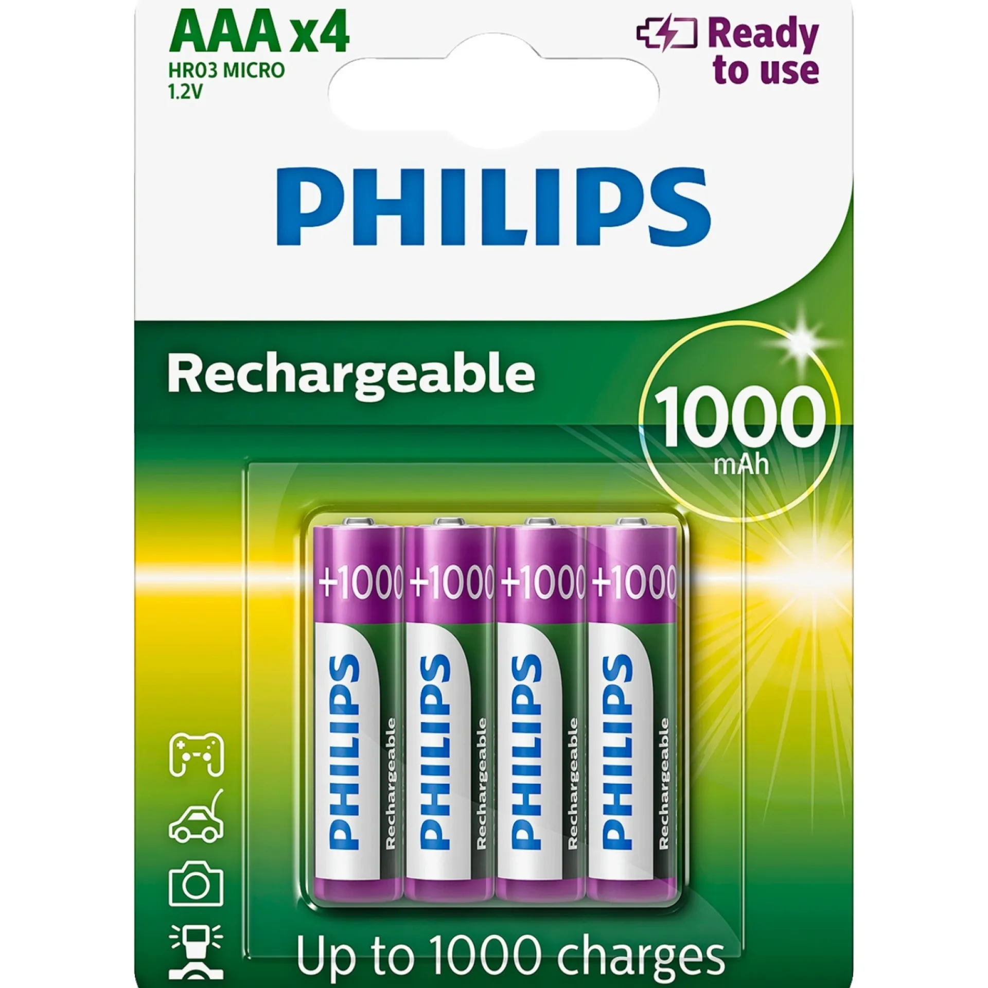 Sale Philips AAA GENOPLADELIGT BATTERI 4 STK/PK