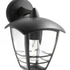 Philips CREEK NED U/SENSOR UDENDØRS VÆGLAMPE SORT 60W