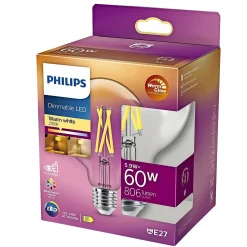 Best Philips DÆMPBAR KLAR DEKOPÆRE GLOBE E27 6W