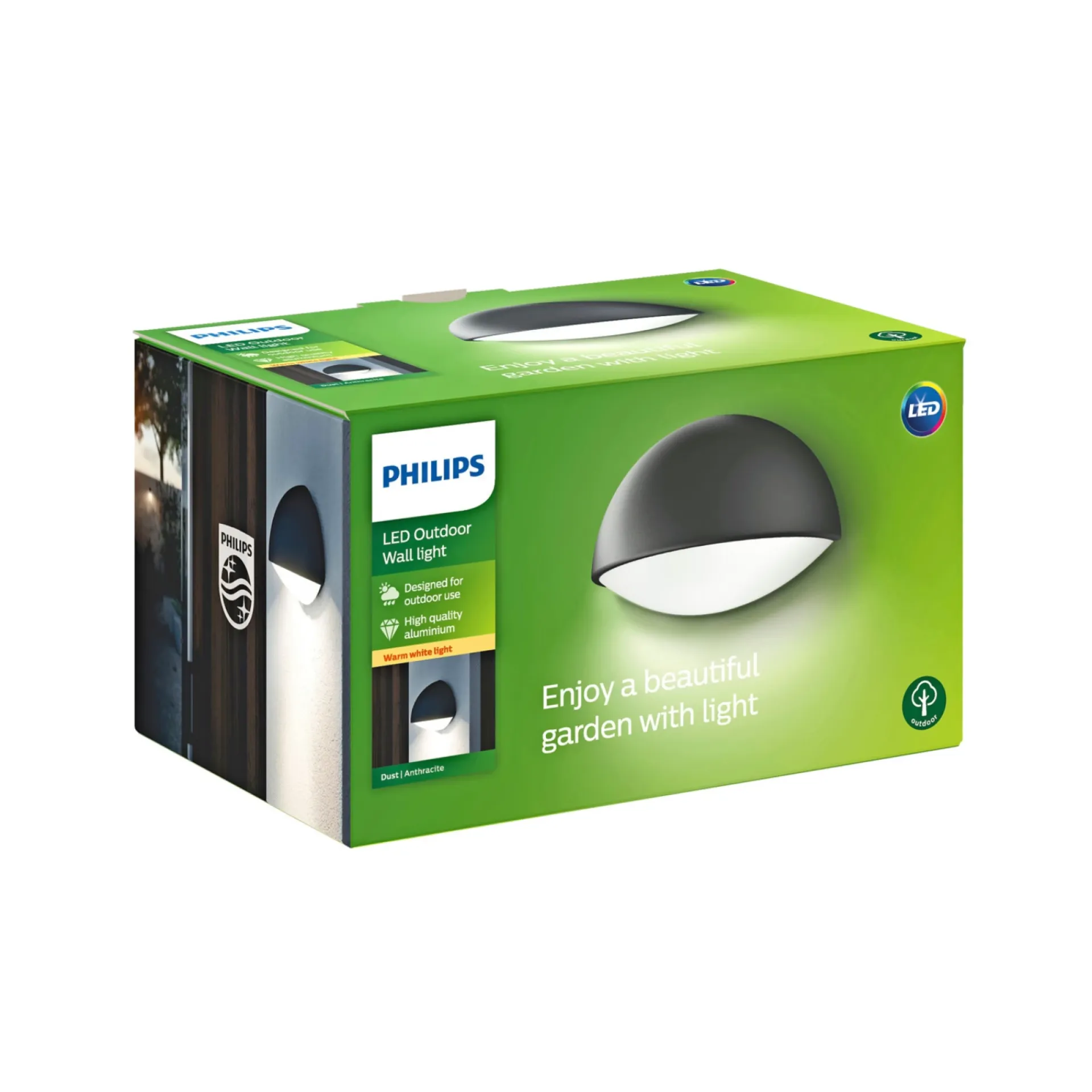 Outlet Philips DUST UDENDØRS VÆGLAMPE ANTHRACITE 3W