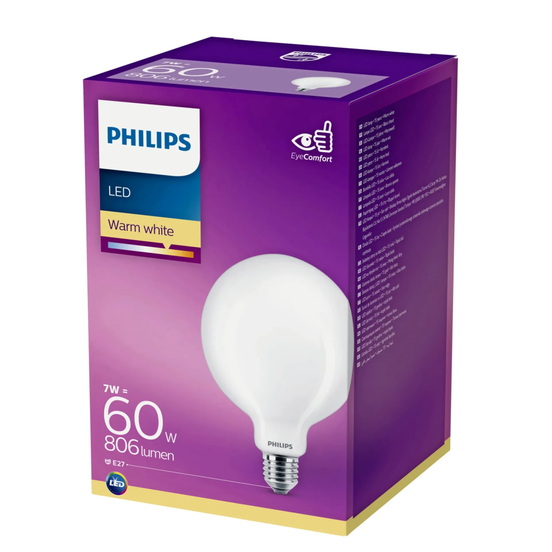 Discount Philips G120 CLASSIC DEKOPÆRE GLOBE E27 7W