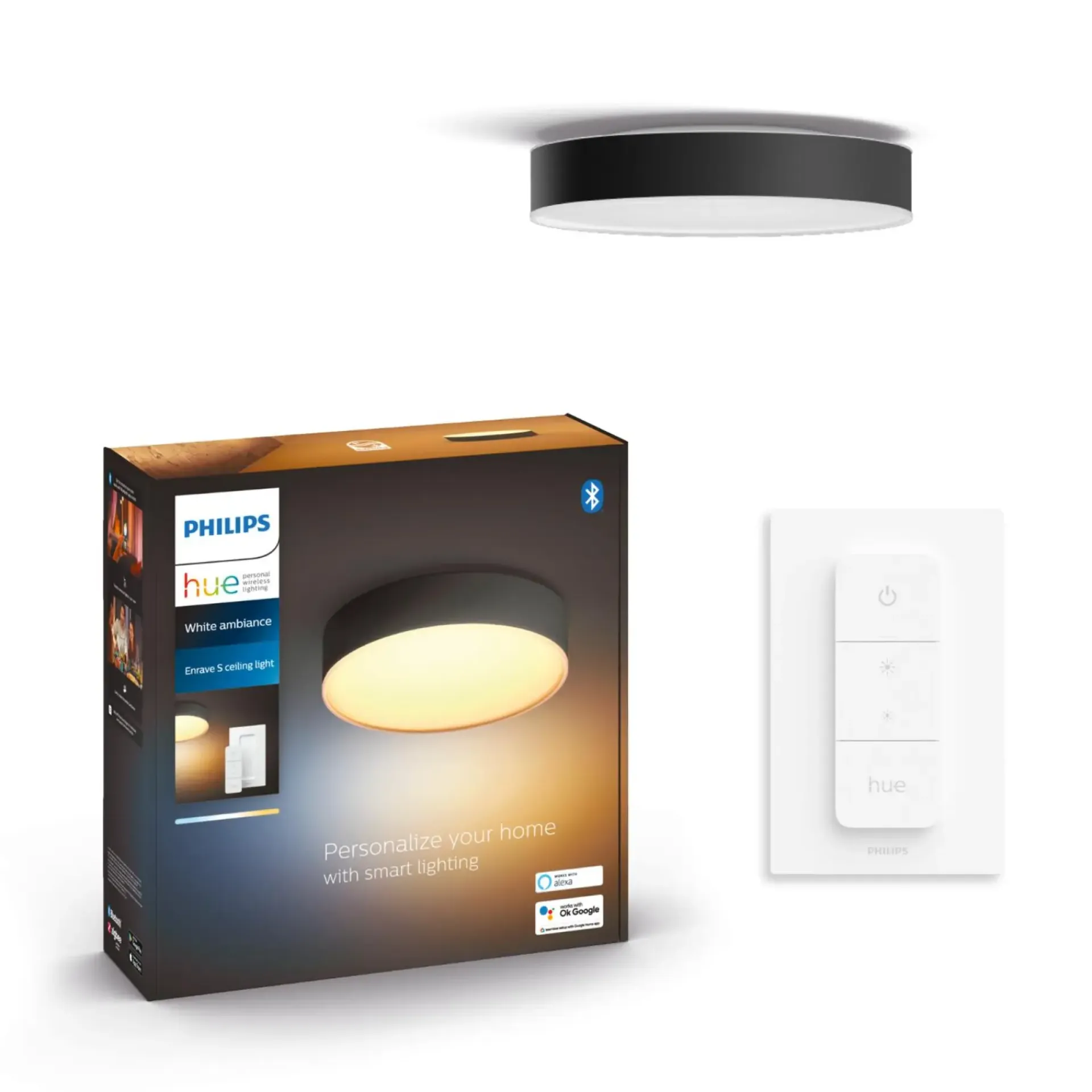 Best Philips Hue WA ENRAVE S PLAFOND 10W SORT 318 MM