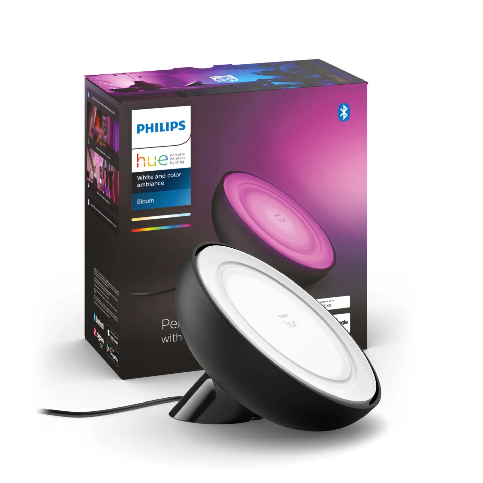 Philips Hue WCA BLOOM BORDLAMPE SORT 10,1 CM