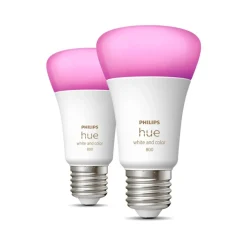 Sale Philips Hue WCA 2-PAK SMART LED PÆRE E27 STANDARD 9W