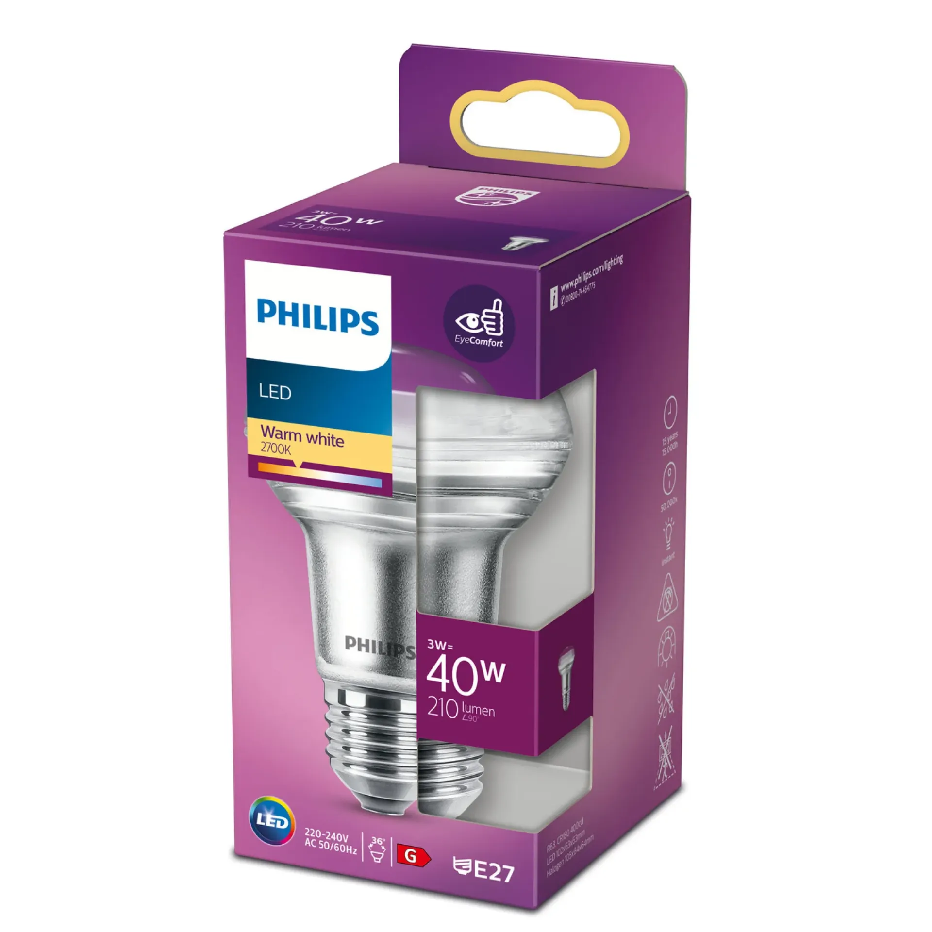 Discount Philips LED PÆRE REFLEKTOR E27 3W