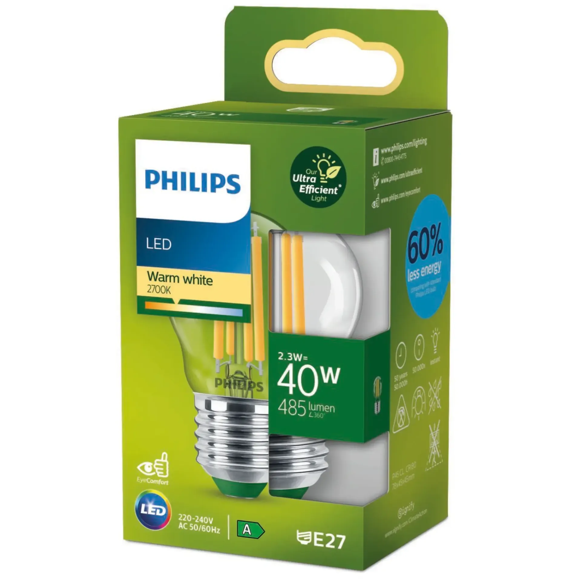 Philips LED PÆRE STANDARD E27 2W