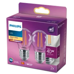 Clearance Philips 2-PAK LED PÆRE KRONE E27 4W