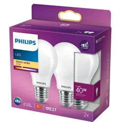 Clearance Philips 2-PAK LED PÆRE STANDARD E27 5W