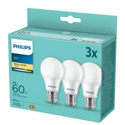 Best Philips 3-PAK MAT LED PÆRE STANDARD E27 8W