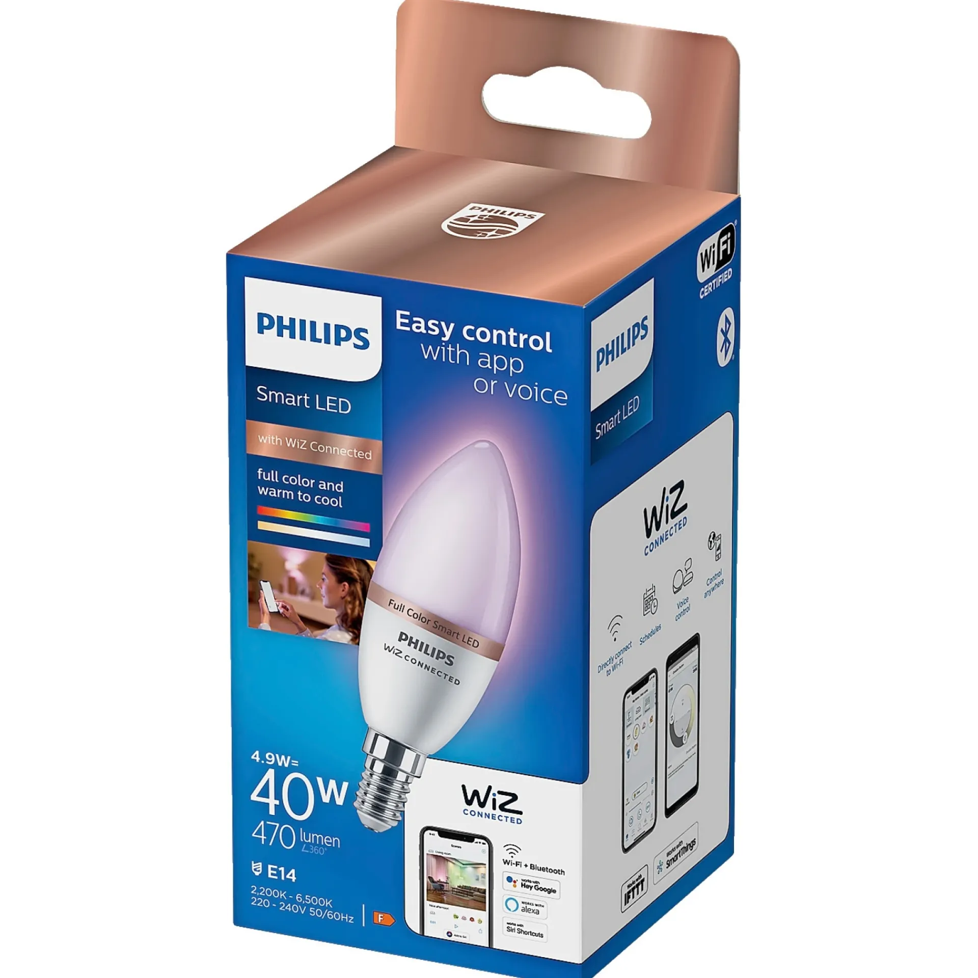 Clearance Philips Smart COLOR LED PÆRE E14 KERTE 5W