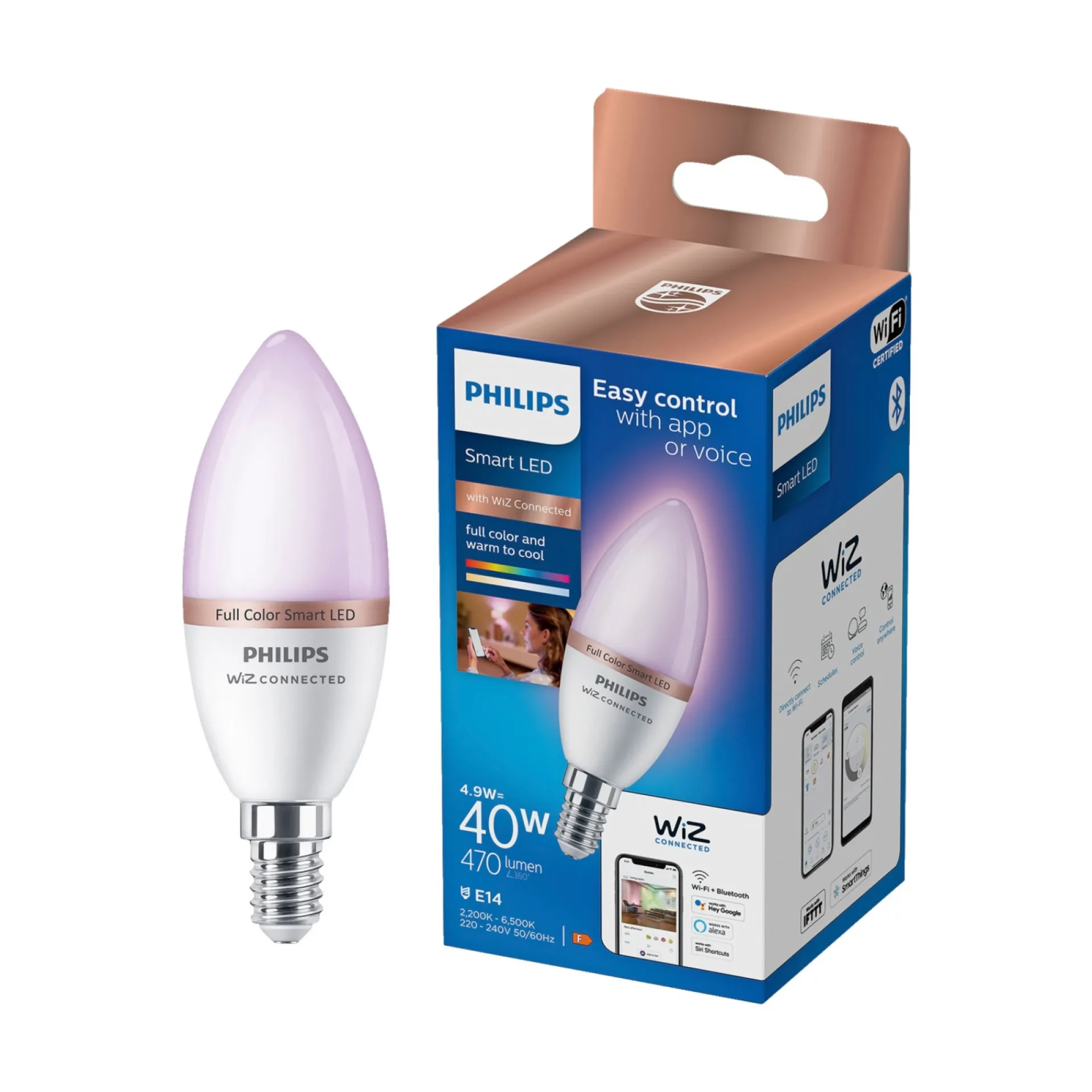 Clearance Philips Smart COLOR LED PÆRE E14 KERTE 5W