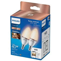 Philips Smart TUNABLE WHITE 2-PAK LED PÆRE E14 KERTE 5W