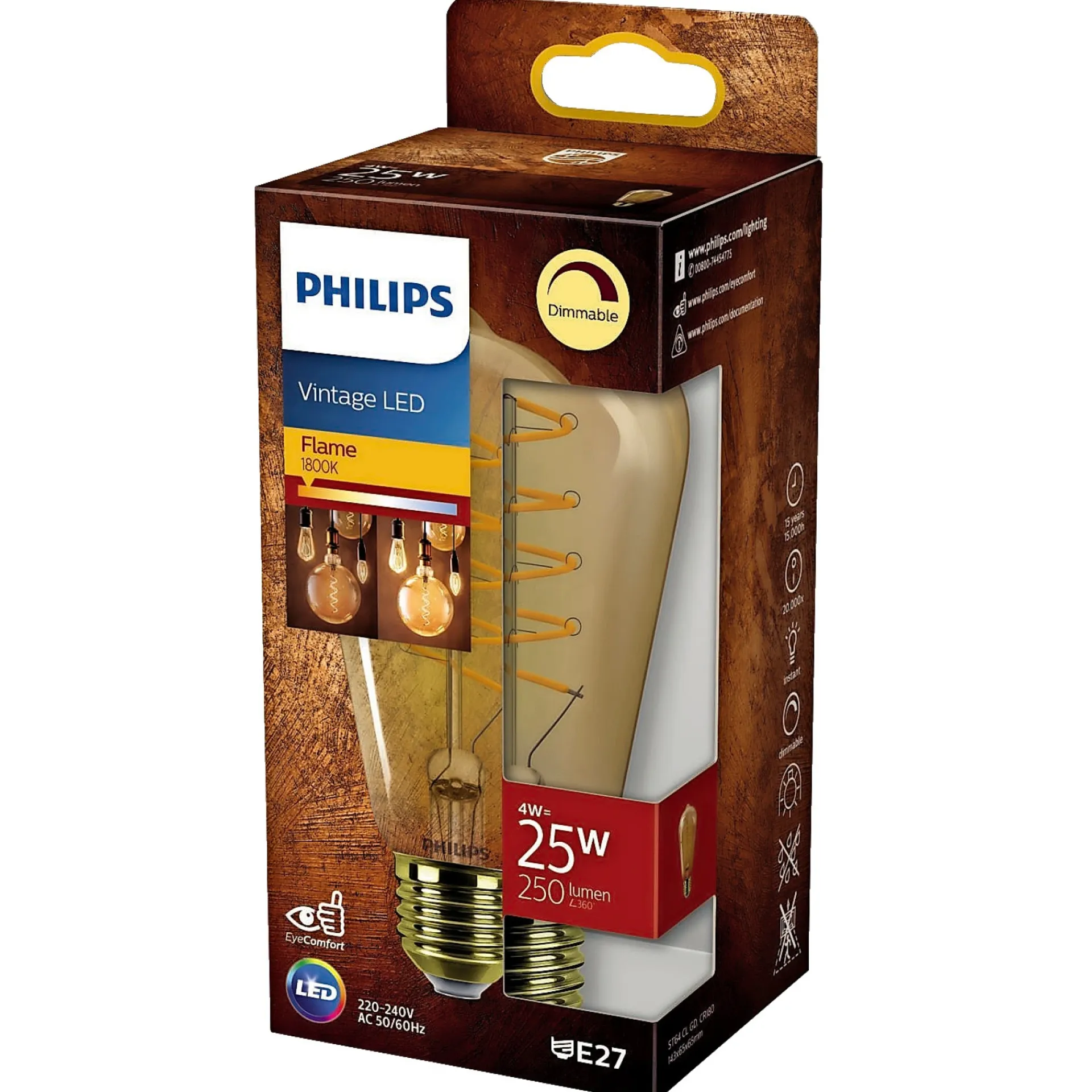 Discount Philips VINTAGE DÆMPBAR GULD DEKOPÆRE DRÅBEFORMET E27 4W