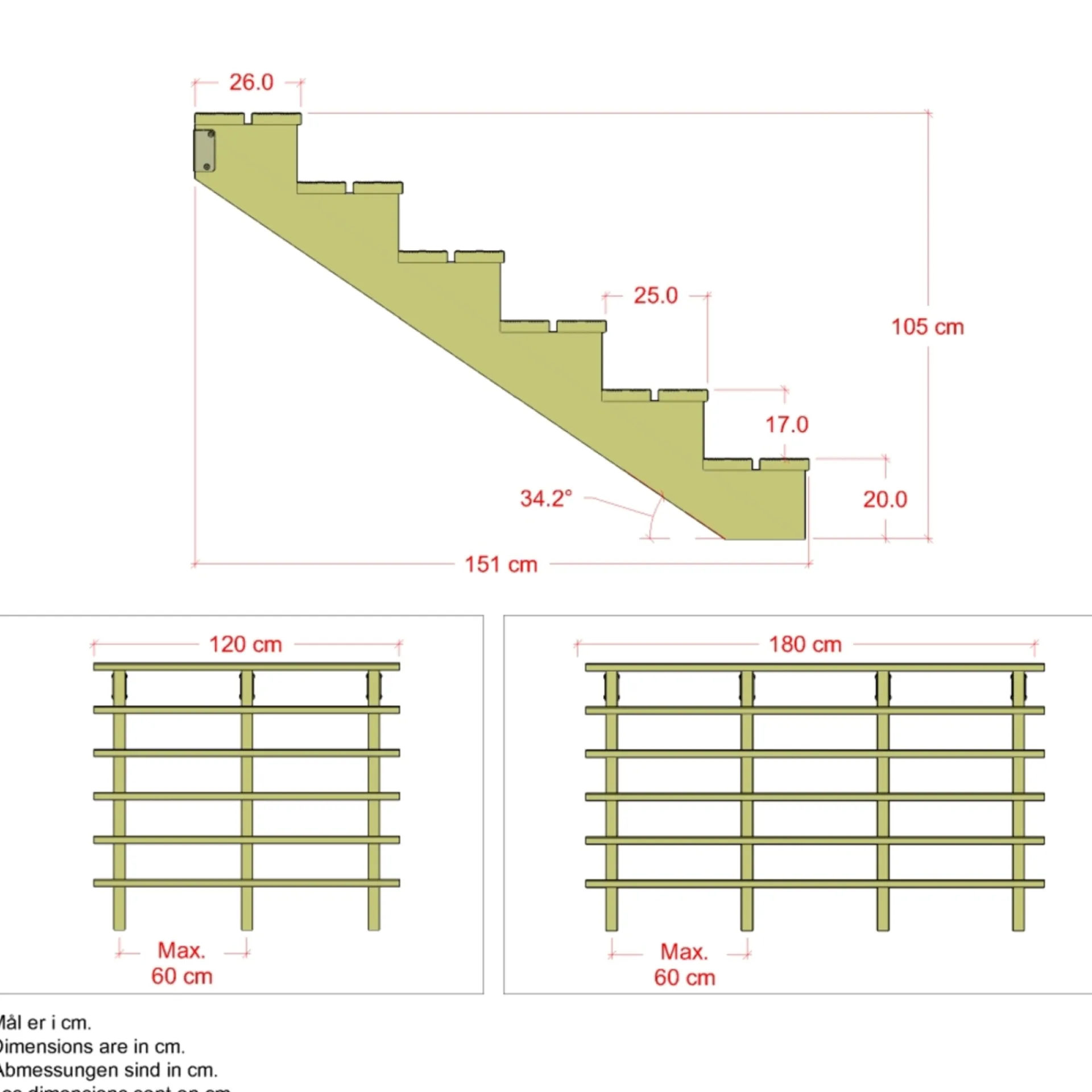 Clearance Plus 6 TRIN TERRASSETRAPPE 1200 X 1050 MM
