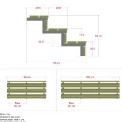 Plus 3 TRIN TERRASSETRAPPE 1800 X 540 MM