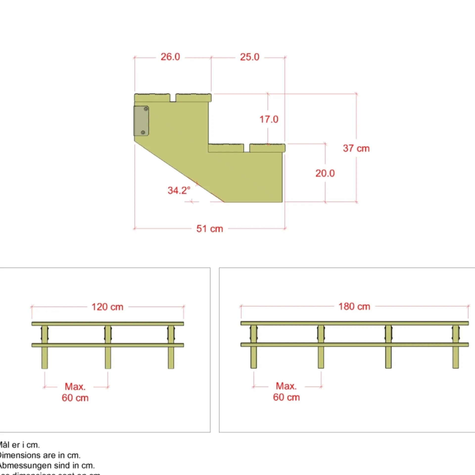 Plus 2 TRIN TERRASSETRAPPE 1200 X 370 MM