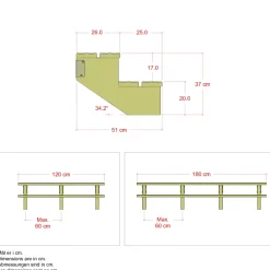 Online Plus 2 TRIN TERRASSETRAPPE 1800 X 370 MM