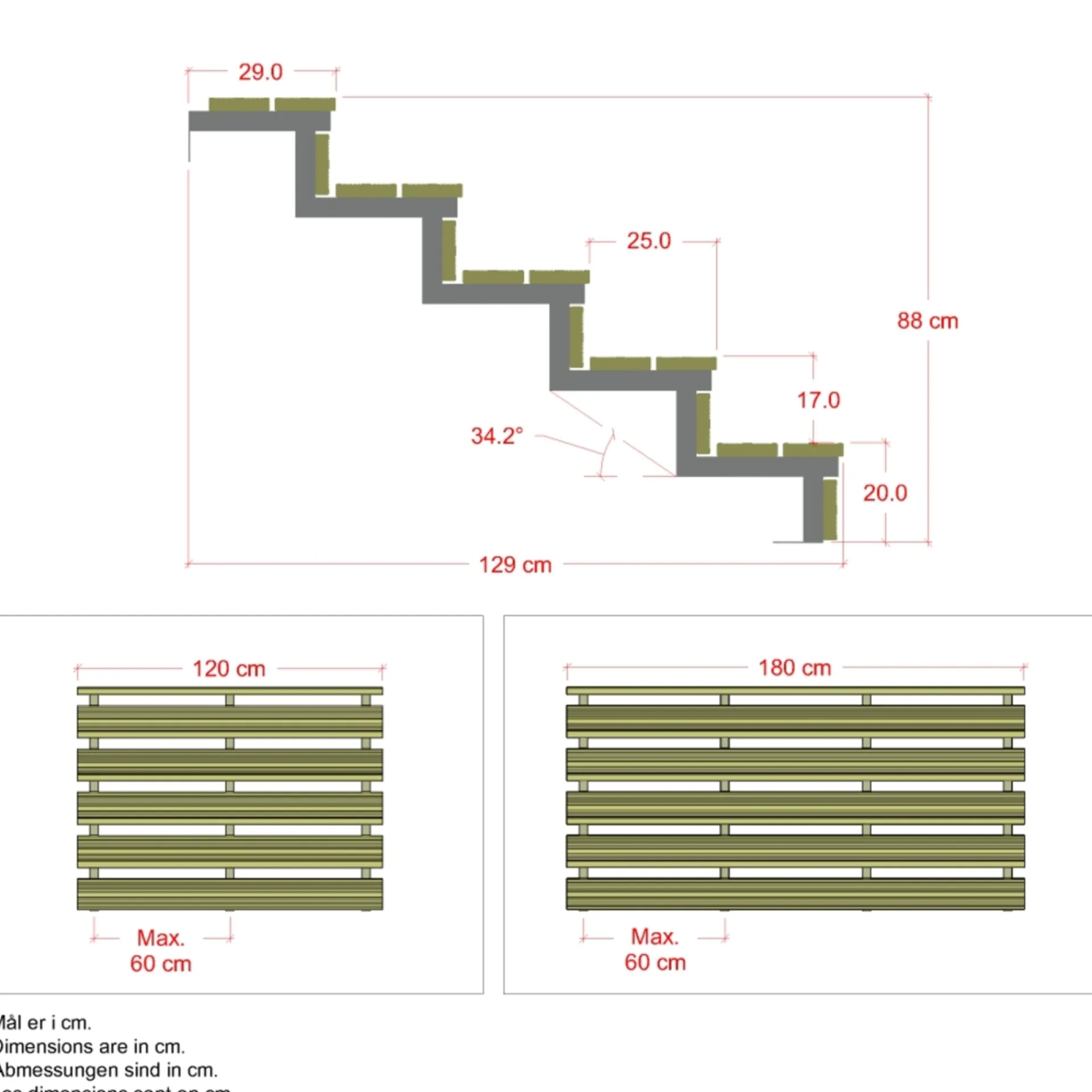 Outlet Plus 5 TRIN TERRASSETRAPPE 1800 X 880 MM