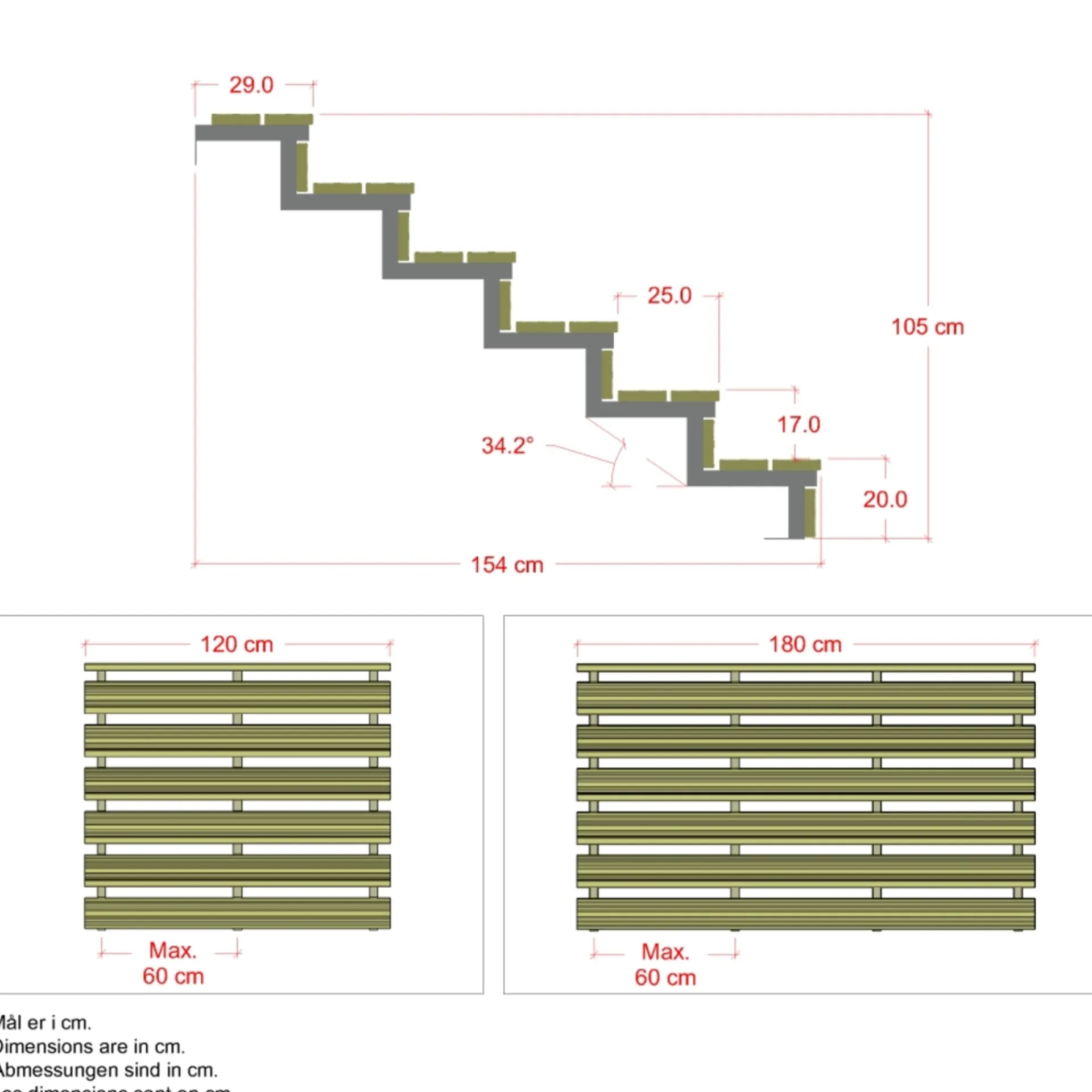 Plus 6 TRIN TERRASSETRAPPE 1800 X 1050 MM