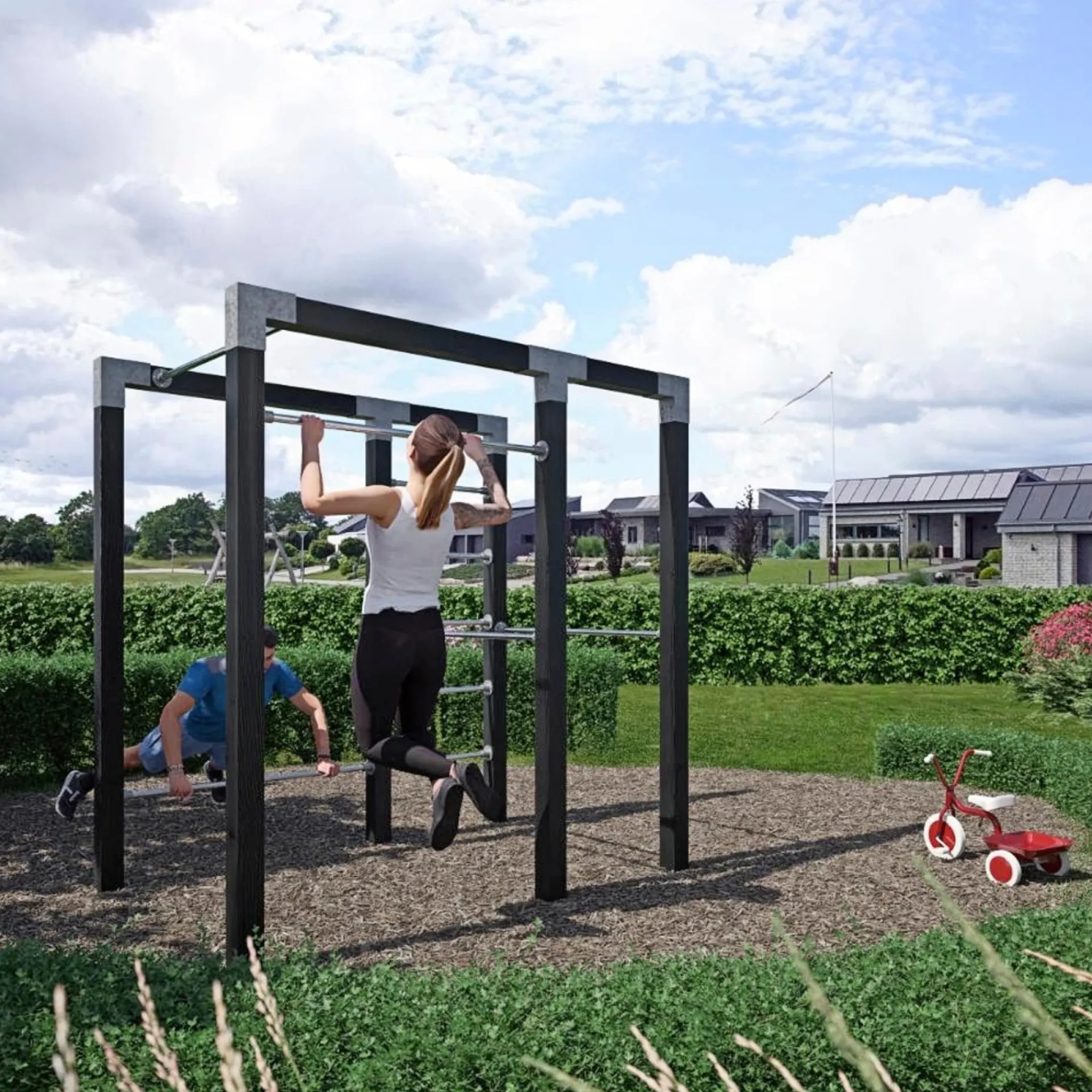 Clearance Plus OUTDOOR FITNESSSTATIV 220 X 138 X 210 CM SORT