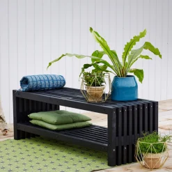 New Plus RUSTIK TRALLEBÆNK SORT 138 CM