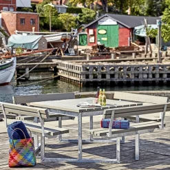 New Plus TWIST BORDBÆNKESÆT GRÅBRUN