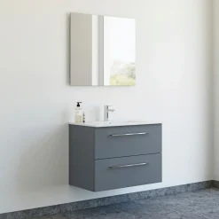 Scanbad DINA INKL. SELECT SPEJL BADMØBEL GRÅ MAT 2 SKUFFER 81 CM