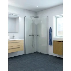 Outlet Scanbad FLEXI MAT ALU PROFIL, 1 STK. BRUSEDØR 84 CM KLART GLAS