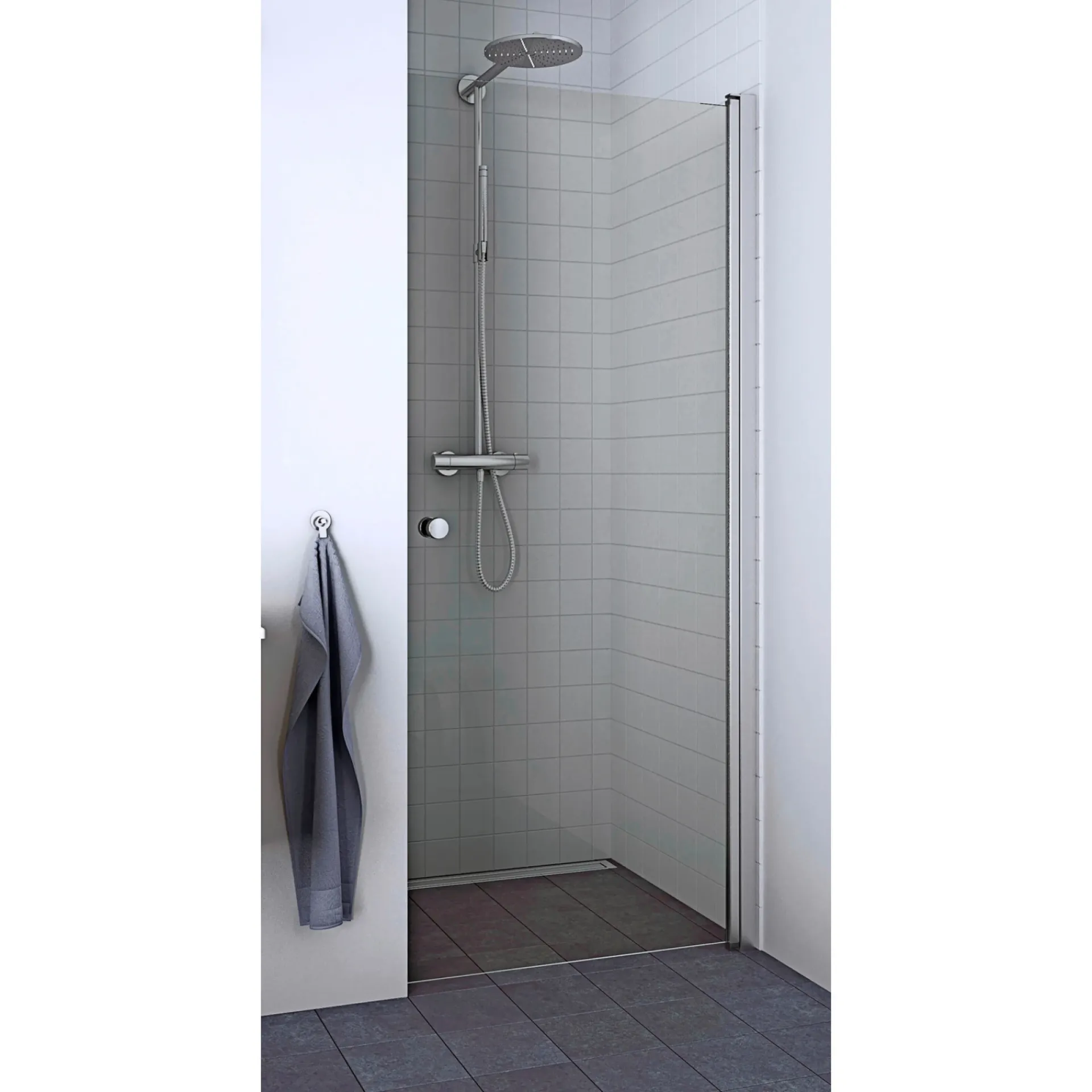 Discount Scanbad FLEXI MAT ALU PROFIL, 1 STK. BRUSEDØR KLAR GLAS 69 CM