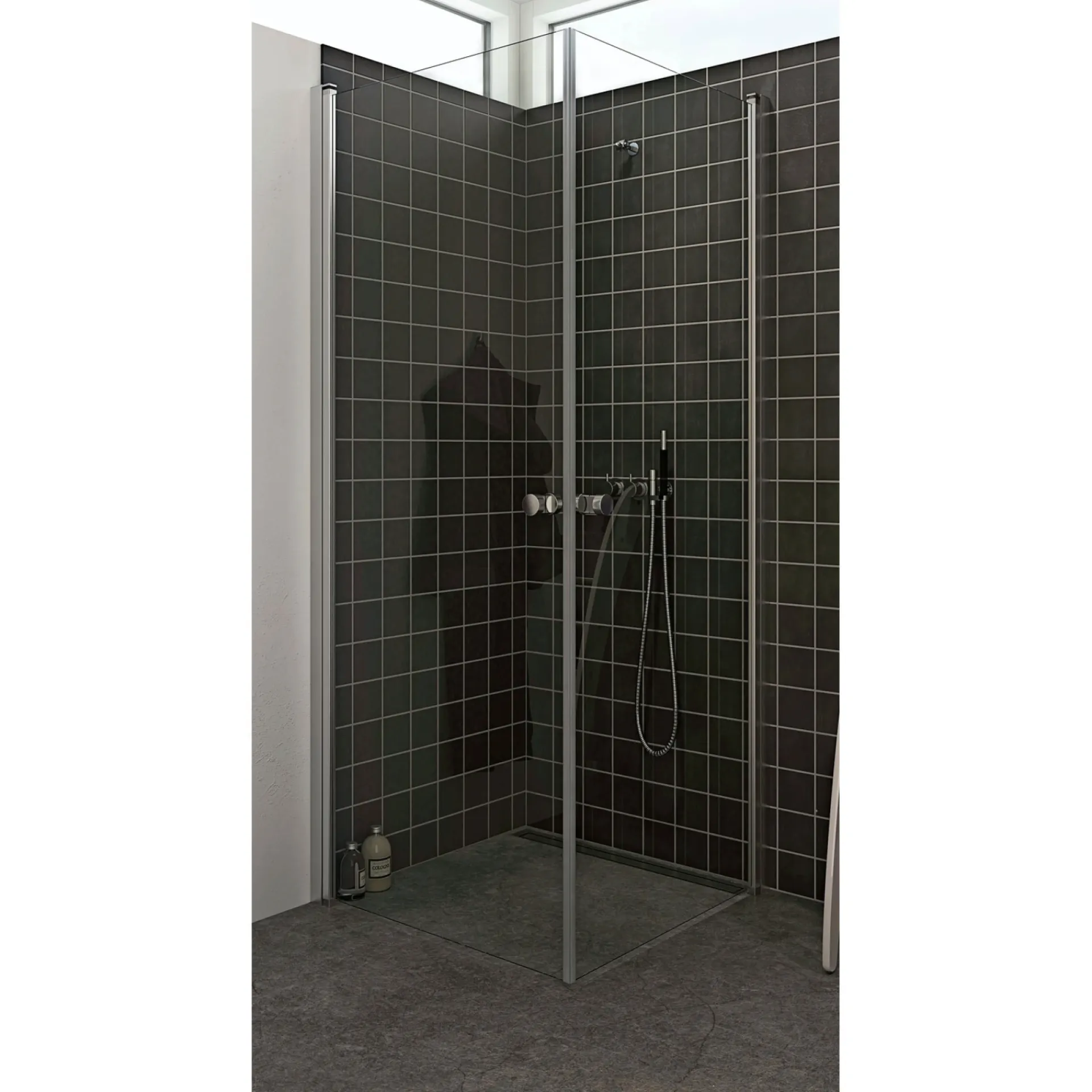 Discount Scanbad FLEXI MAT ALU PROFIL, 1 STK. BRUSEDØR KLAR GLAS 69 CM