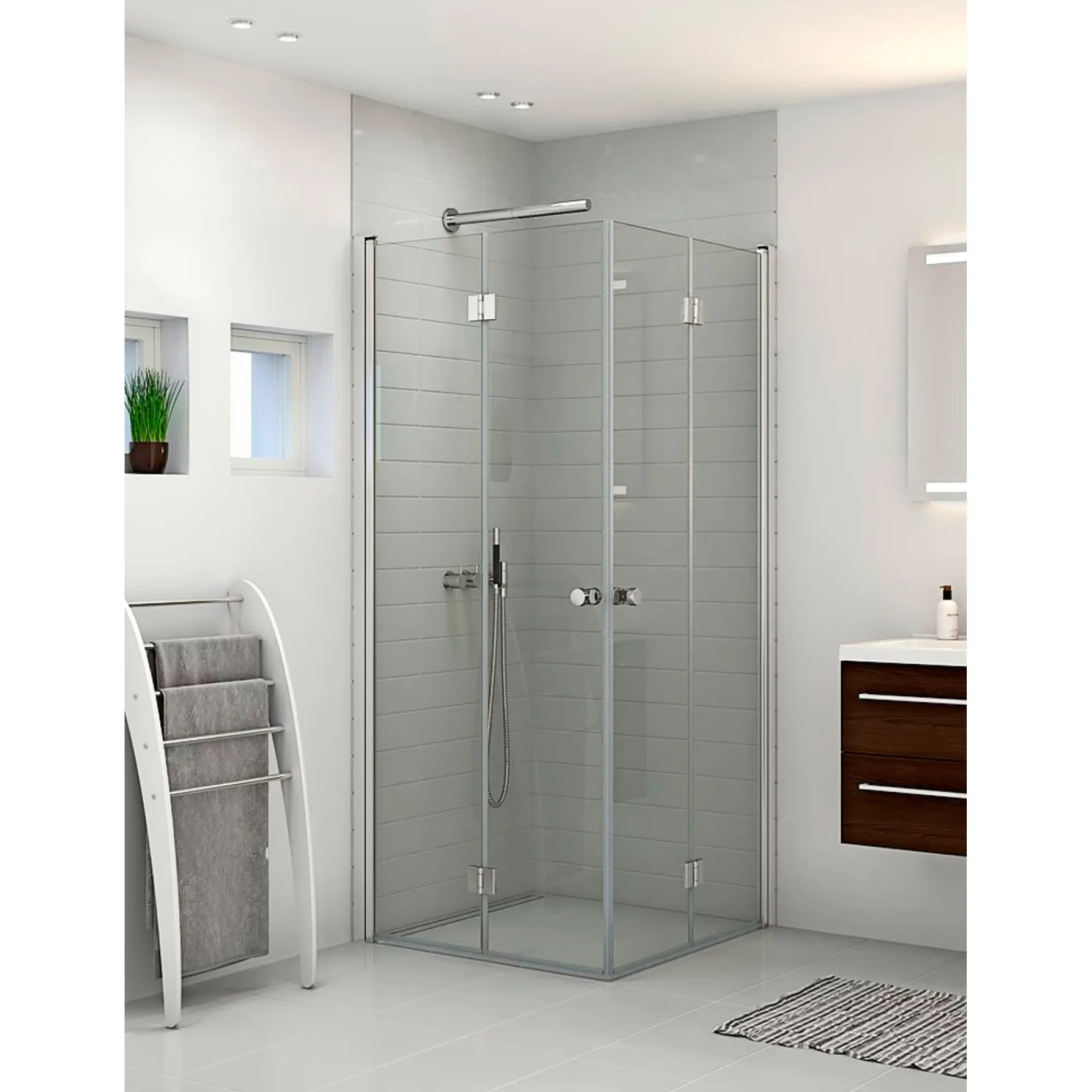 Hot Scanbad FLEXI MAT ALU PROFIL, 1 STK. FOLDEDØR KLAR GLAS 89 CM