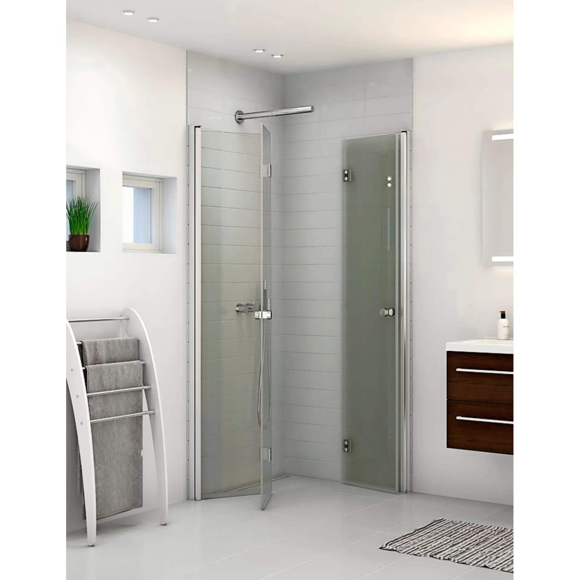 Hot Scanbad FLEXI MAT ALU PROFIL, 1 STK. FOLDEDØR KLAR GLAS 89 CM