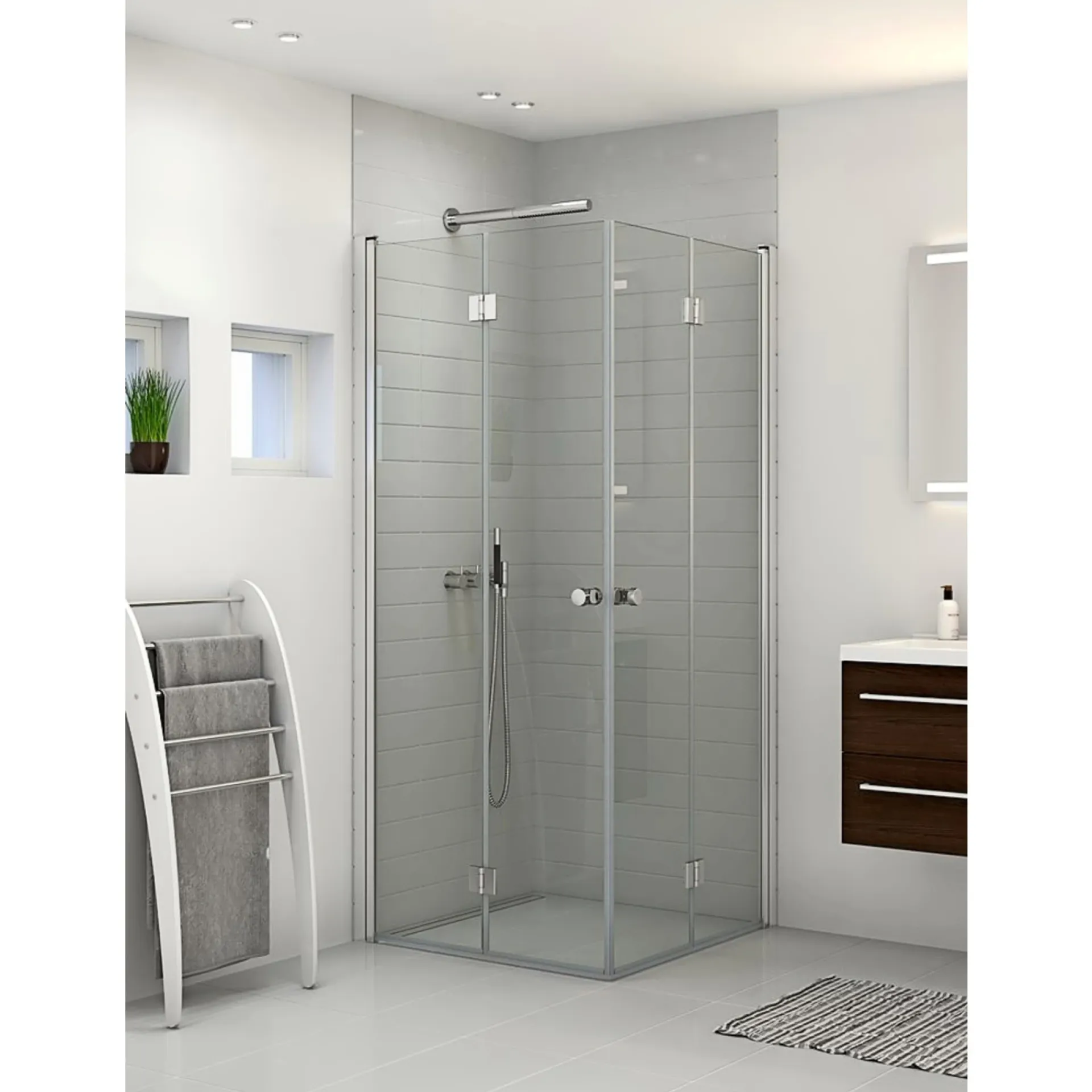Sale Scanbad FLEXI MAT ALU PROFIL, 1 STK. FOLDEDØR KLAR GLAS 69 CM
