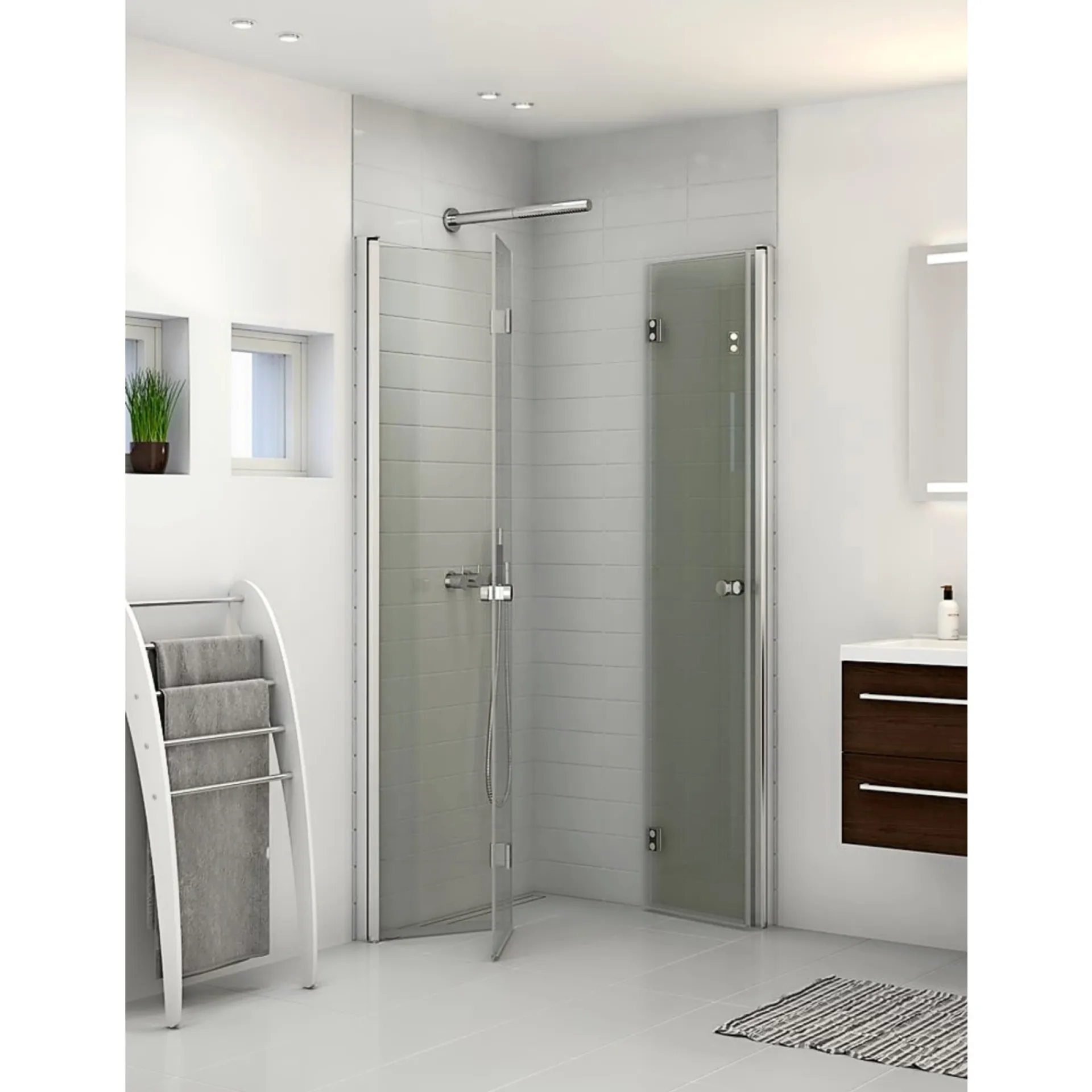 Hot Scanbad FLEXI MAT ALU PROFIL, 1 STK. FOLDEDØR KLAR GLAS 79 CM